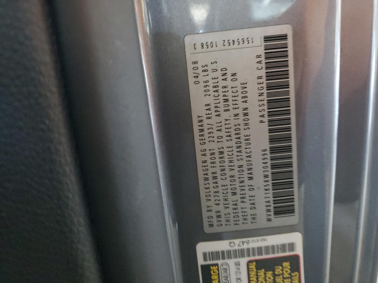 Lot #3310755767 2008 VOLKSWAGEN RABBIT