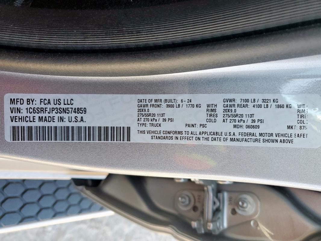 2025 RAM 1500 LARAM 1C6SRFJP3SN574859