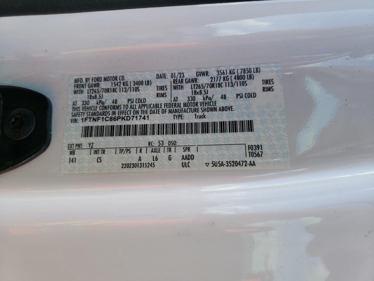 Lot #3293493465 2023 FORD F150