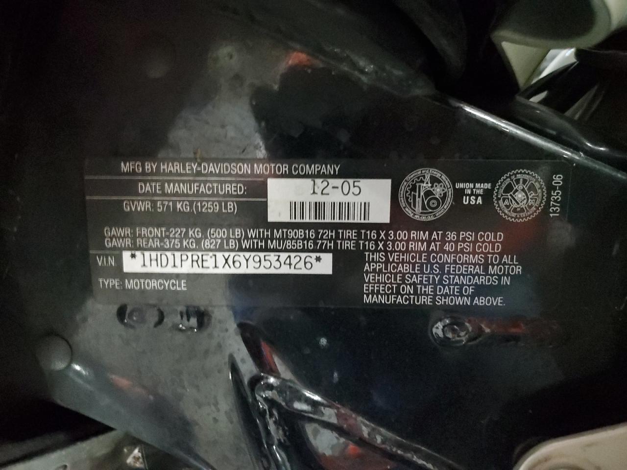 Lot #3287470015 2006 HARLEY-DAVIDSON FLHTCUSE