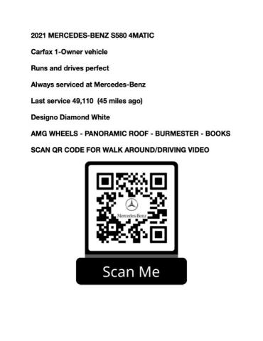 2021 MERCEDES-BENZ S 580 4MAT W1K6G7GB7MA016644