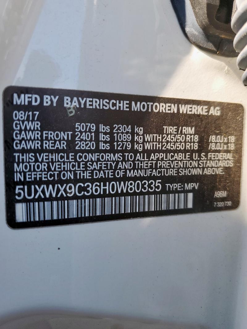 2017 BMW X3 XDRIVE2 5UXWX9C36H0W80335