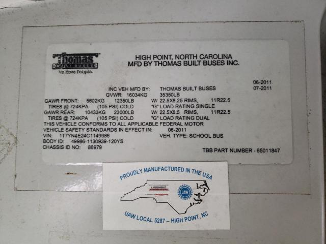 2012 THOMAS SAF-T-LINER HDX #3278796642