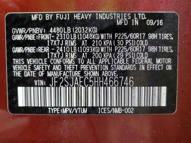 2017 SUBARU FORESTER 2 - JF2SJAEC5HH466746