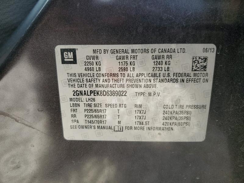 2013 CHEVROLET EQUINOX LT - 2GNALPEK8D6389022