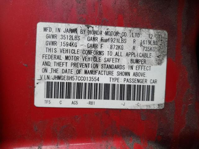 2012 HONDA FIT SPORT #3265741209