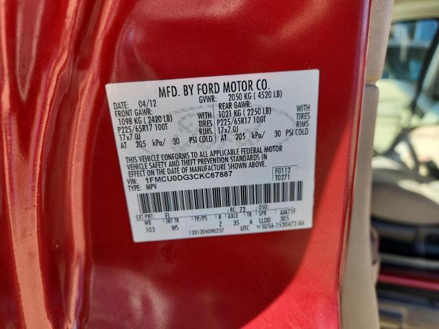 2012 FORD ESCAPE XLT - 1FMCU0DG3CKC67887