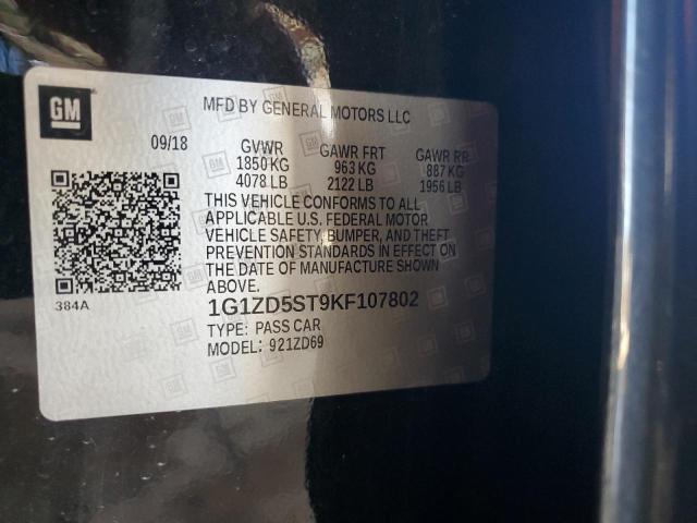 2019 CHEVROLET MALIBU LT - 1G1ZD5ST9KF107802