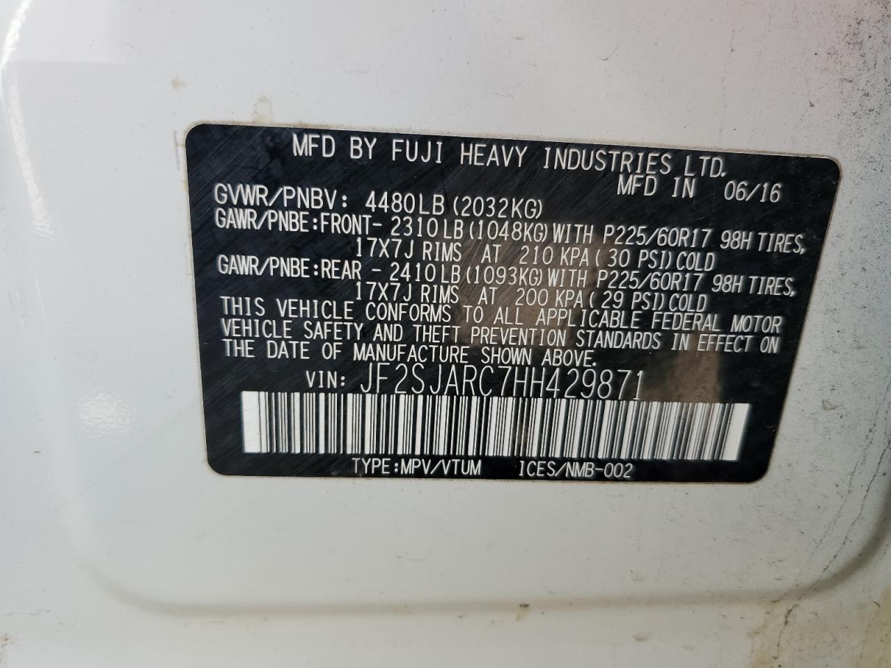 Lot #3275497709 2017 SUBA FORESTER 2.5I LIMITED