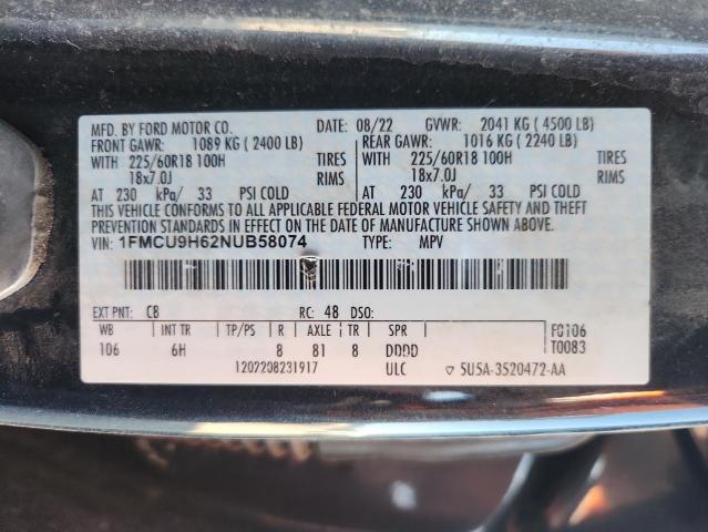 2022 FORD ESCAPE SEL - 1FMCU9H62NUB58074