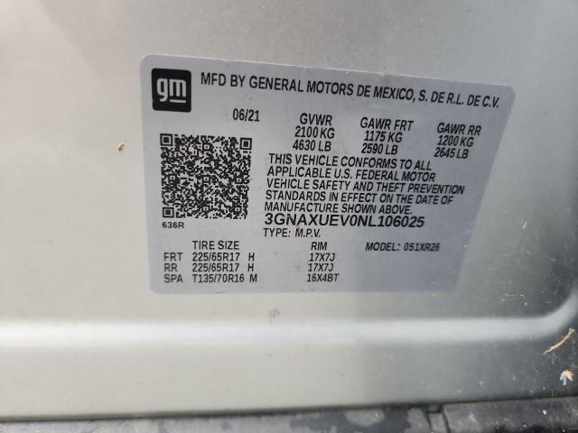 2022 CHEVROLET EQUINOX 3GNAXUEV0NL106025