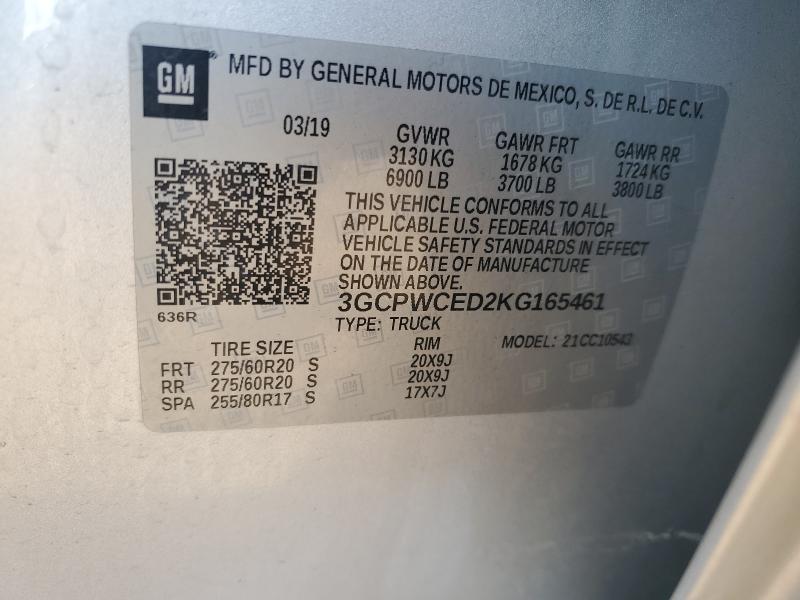 2019 CHEVROLET SILVERADO C1500 LT - 3GCPWCED2KG165461