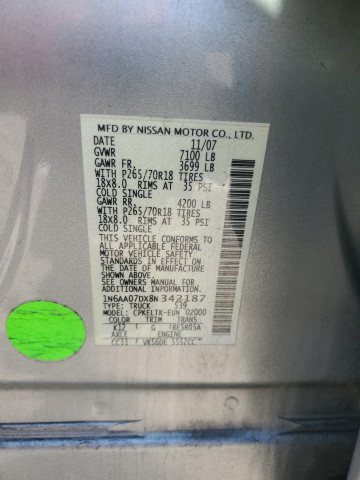 Lot #3278610932 2008 NISSAN TITAN XE