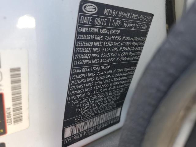 2016 LAND ROVER RANGE ROVE SALGS2KF1GA249474