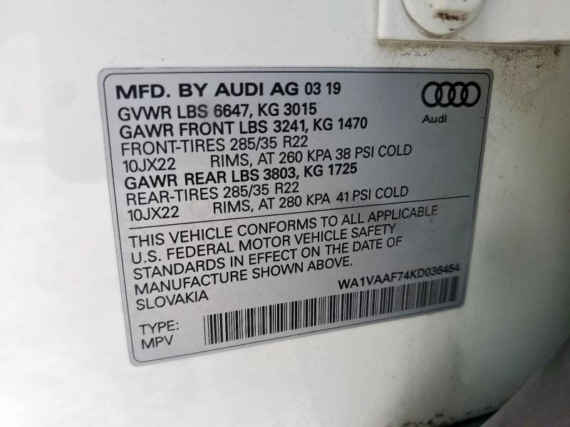 2019 AUDI Q7 PRESTIG - WA1VAAF74KD036454