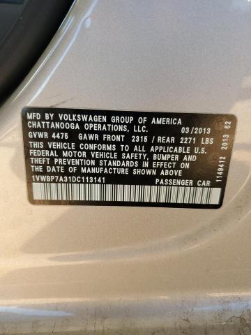 2013 VOLKSWAGEN PASSAT SE - 1VWBP7A31DC113141