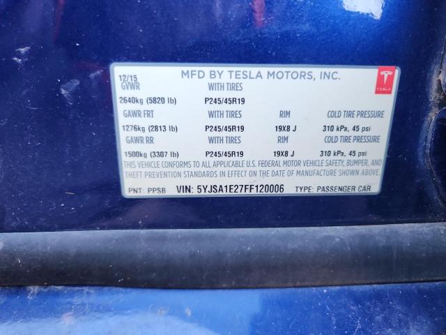 2015 TESLA MODEL S 5YJSA1E27FF120006