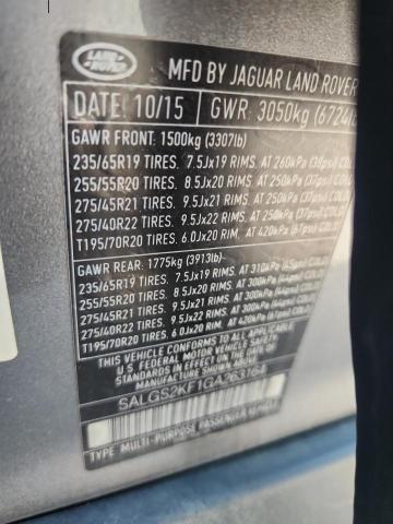 2016 LAND ROVER RANGE ROVE SALGS2KF1GA263164