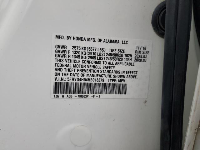 2017 ACURA MDX TECHNO 5FRYD4H54HB018379