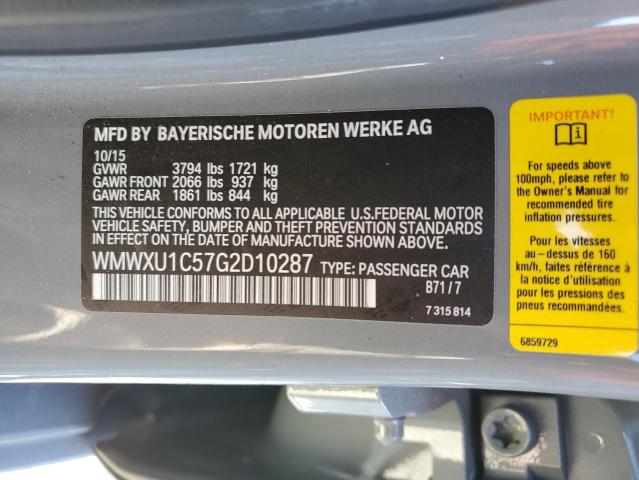2016 MINI COOPER WMWXU1C57G2D10287