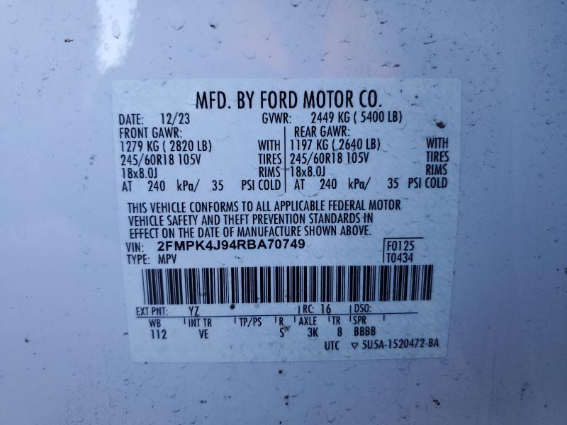 2024 FORD EDGE SEL - 2FMPK4J94RBA70749