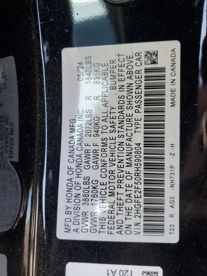 Lot #3302105130 2024 HONDA CIVIC SPOR