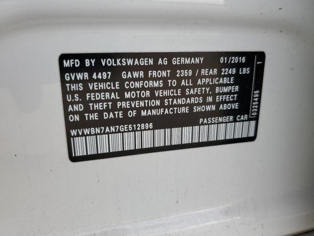 2016 VOLKSWAGEN CC BASE WVWBN7AN7GE512896