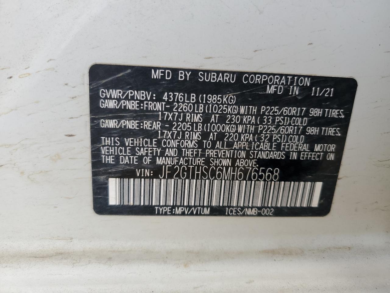 SUBARU CROSSTREK SPORT