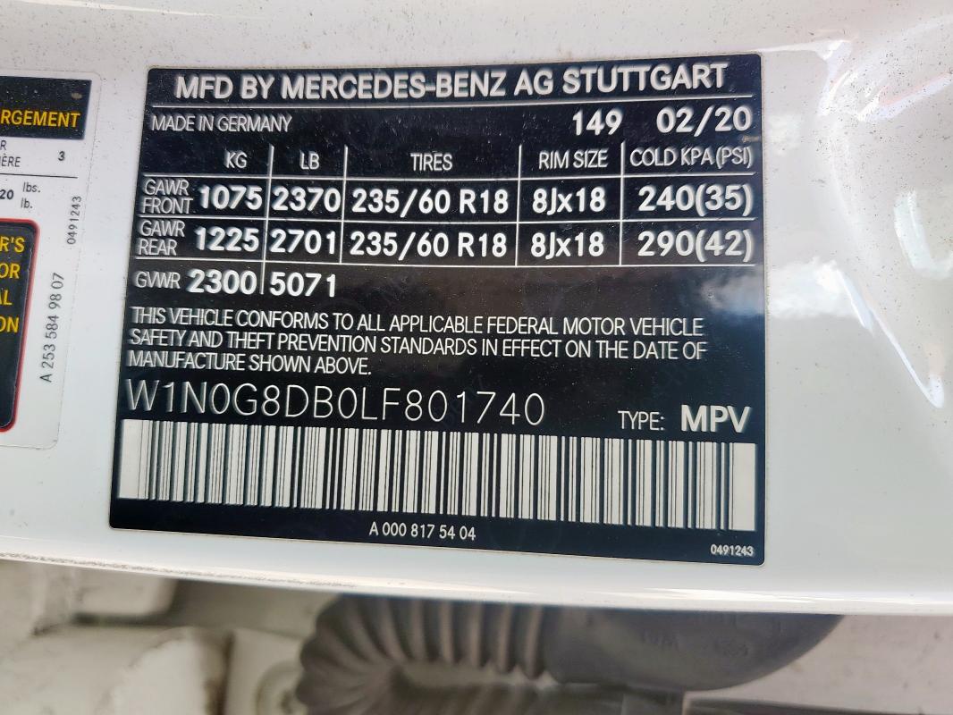 2020 MERCEDES-BENZ GLC 300 - W1N0G8DB0LF801740