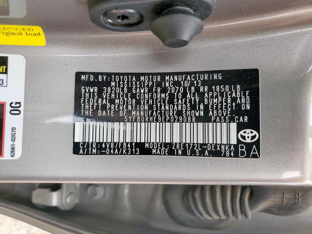 2014 TOYOTA COROLLA L - 5YFBURHE9EP029088