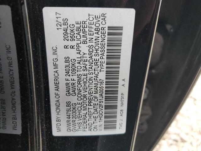 2018 HONDA ACCORD EXL - 1HGCV2F51JA005167