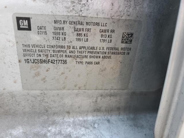 2015 CHEVROLET SONIC LT 1G1JC5SH6F4217736