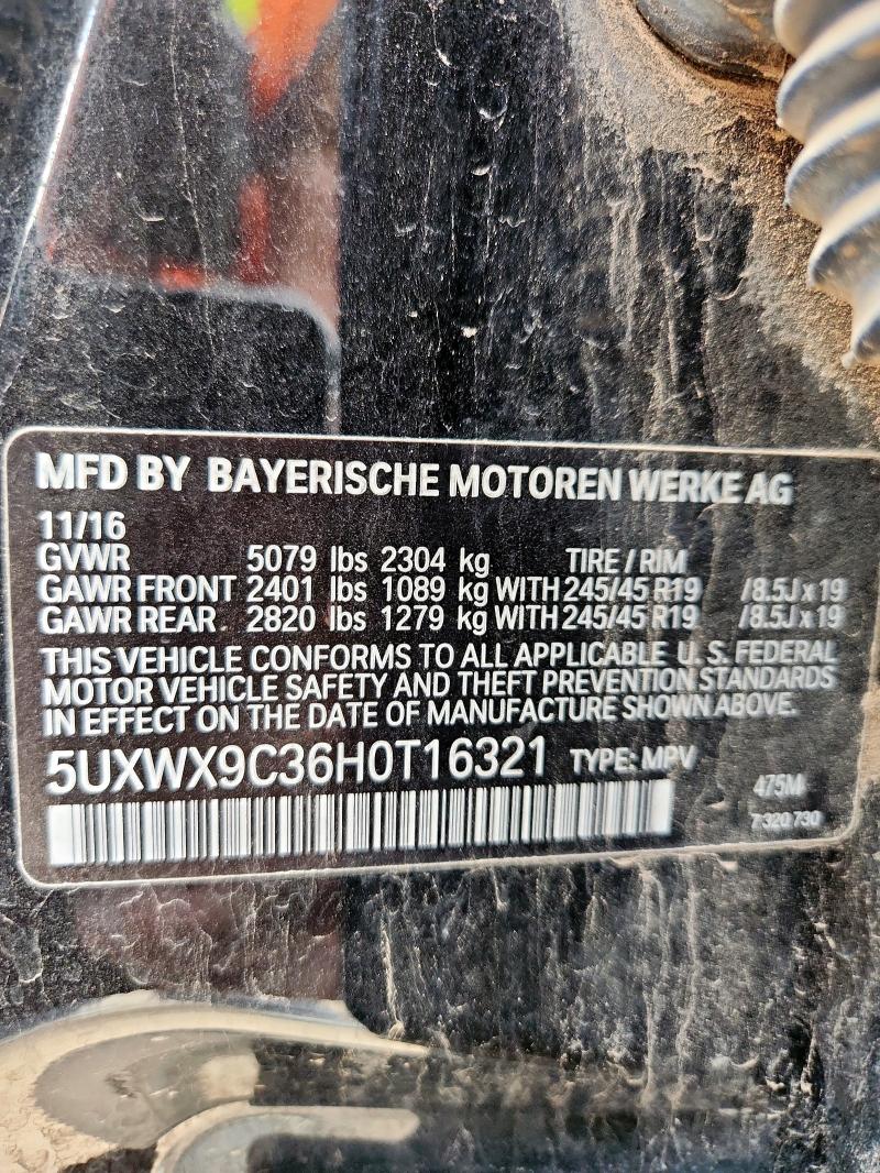 2017 BMW X3 XDRIVE28I 5UXWX9C36H0T16321