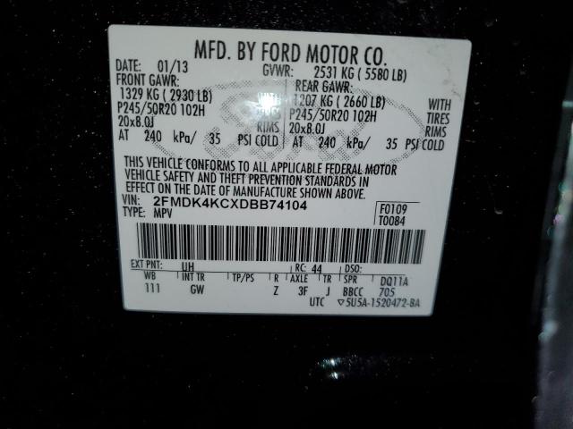 2013 FORD EDGE LIMIT - 2FMDK4KCXDBB74104