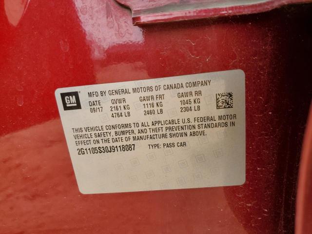 2018 CHEVROLET IMPALA LT 2G1105S30J9118087