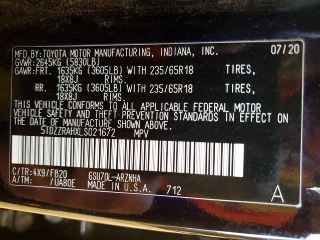 2020 TOYOTA HIGHLANDER L 5TDZZRAHXLS021672