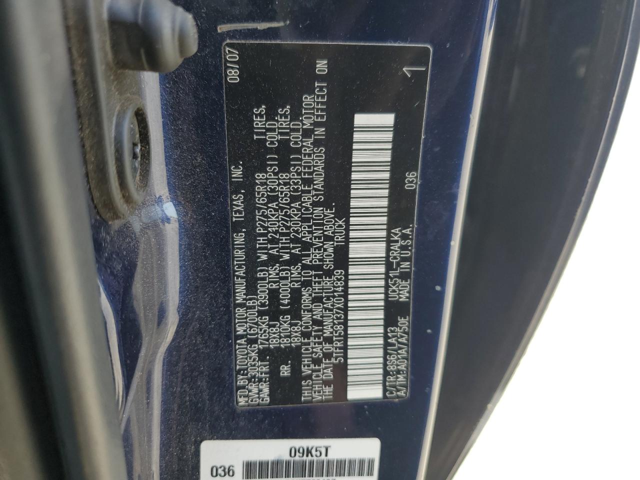 Lot #3278636938 2007 TOYOTA TUNDRA DOU