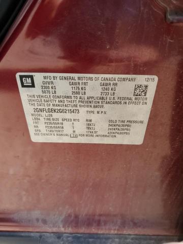 2016 CHEVROLET EQUINOX LT 2GNFLGEK2G6215473