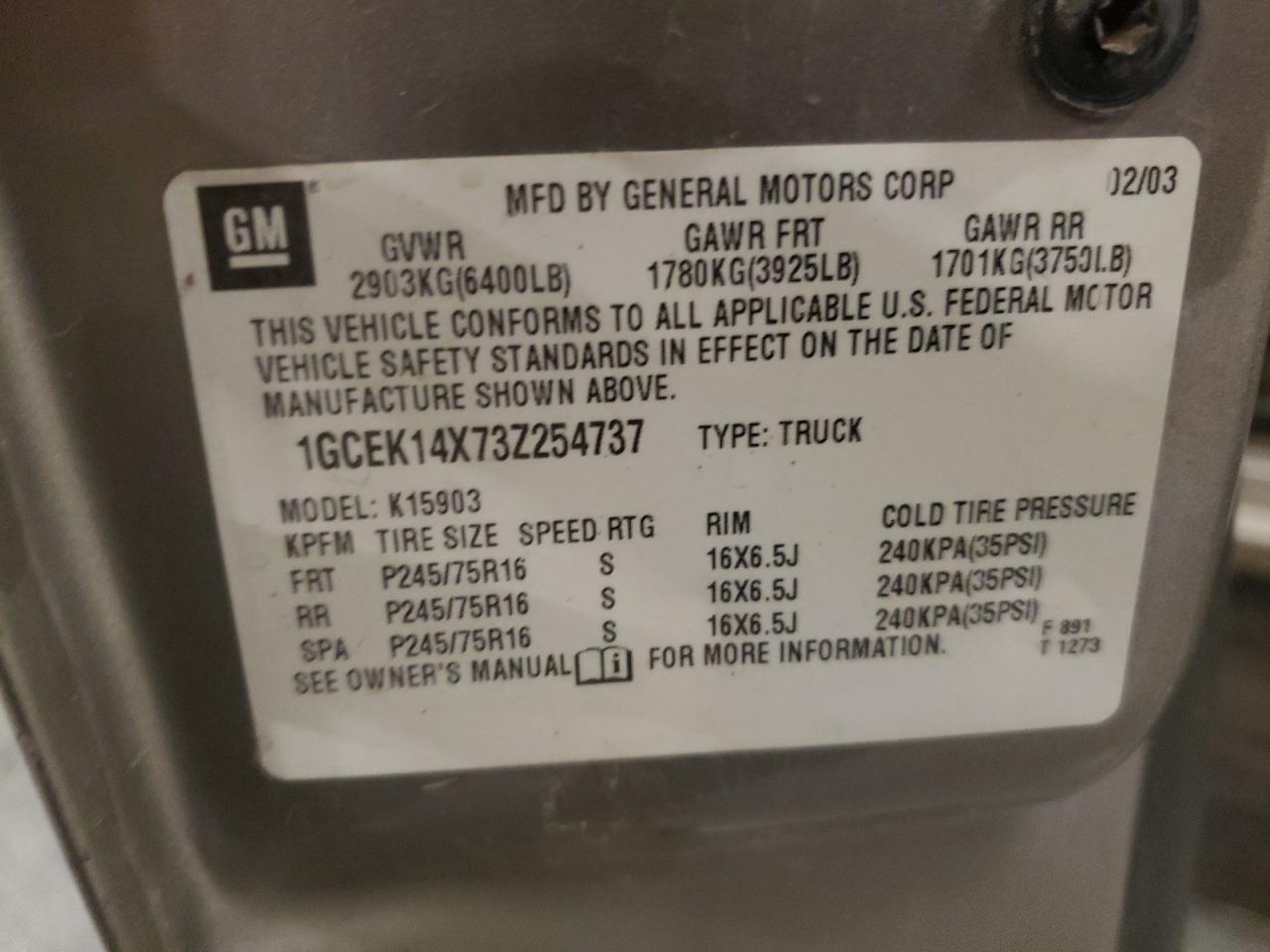 Lot #3278729618 2003 CHEVROLET SILVERADO