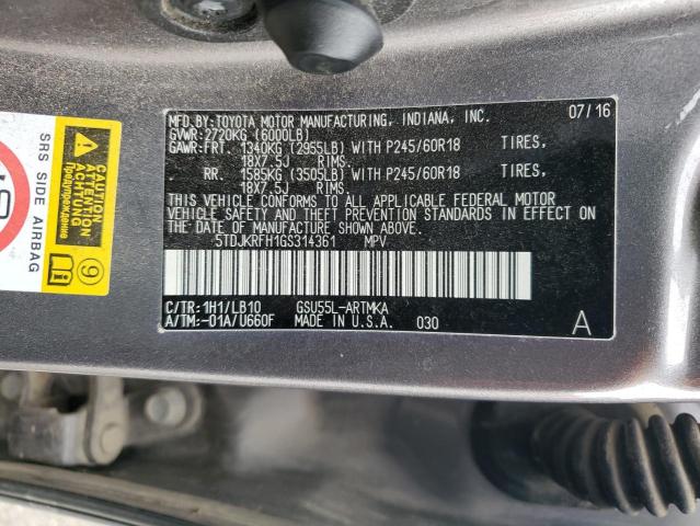 2016 TOYOTA HIGHLANDER - 5TDJKRFH1GS314361