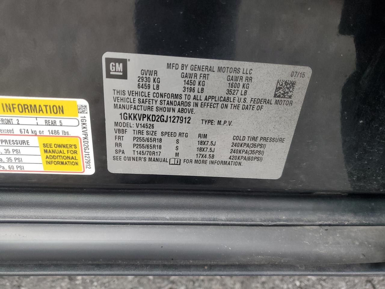 Lot #3302835889 2016 GMC ACADIA SLE