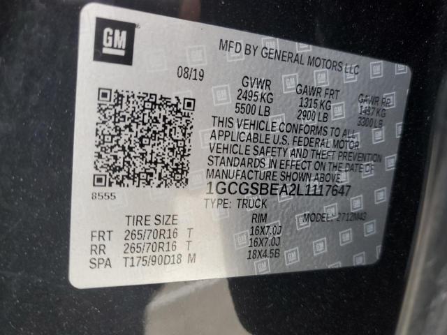 2020 CHEVROLET COLORADO 1GCGSBEA2L1117647