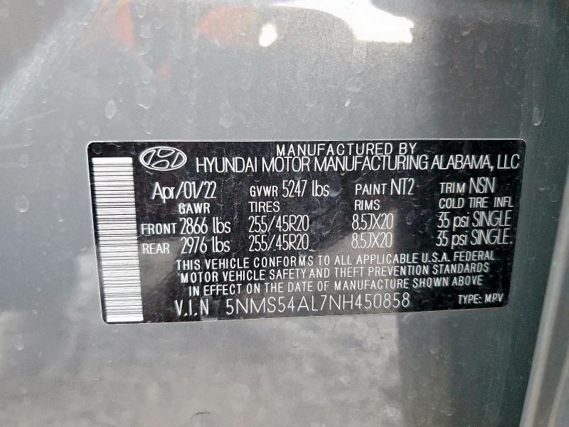 2022 HYUNDAI SANTA FE C 5NMS54AL7NH450858