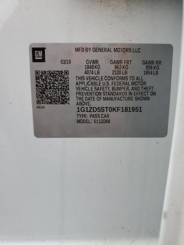 2019 CHEVROLET MALIBU 1G1ZD5ST0KF181951