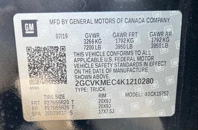 2019 CHEVROLET SILVERADO 2GCVKMEC4K1210280