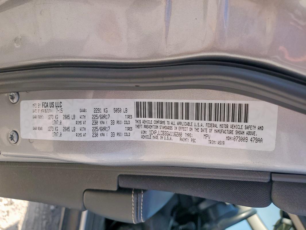 2016 JEEP CHEROKEE L - 1C4PJLCB3GW116200