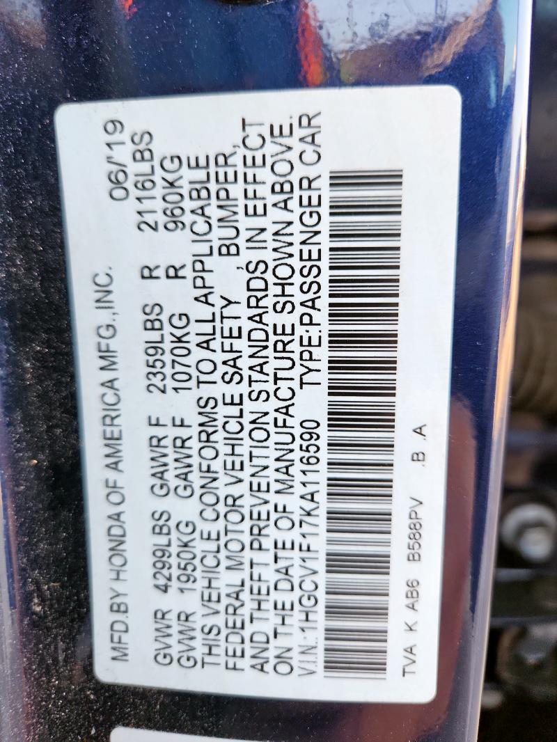 2019 HONDA ACCORD LX - 1HGCV1F17KA116590