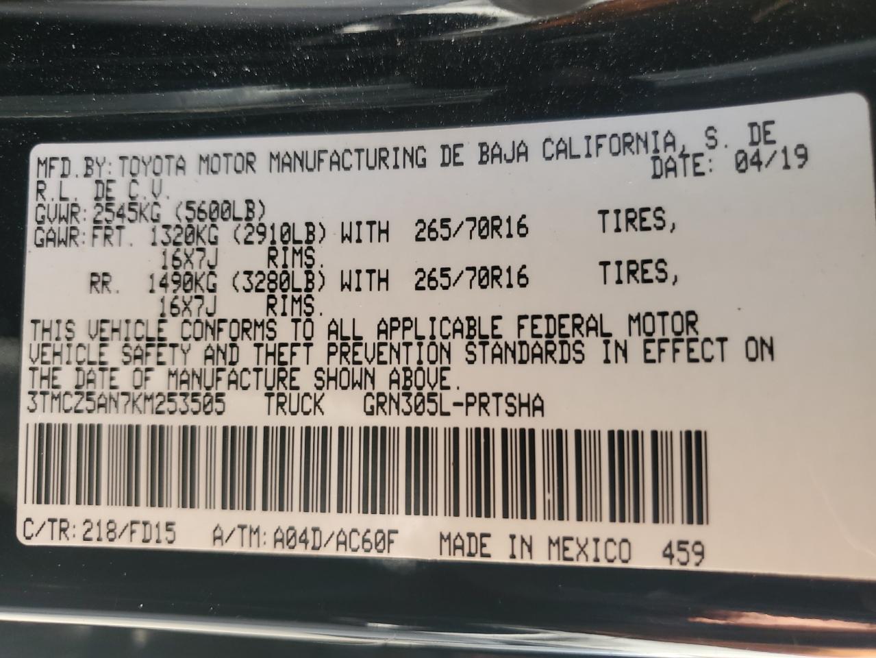 TOYOTA TACOMA DOUBLE CAB