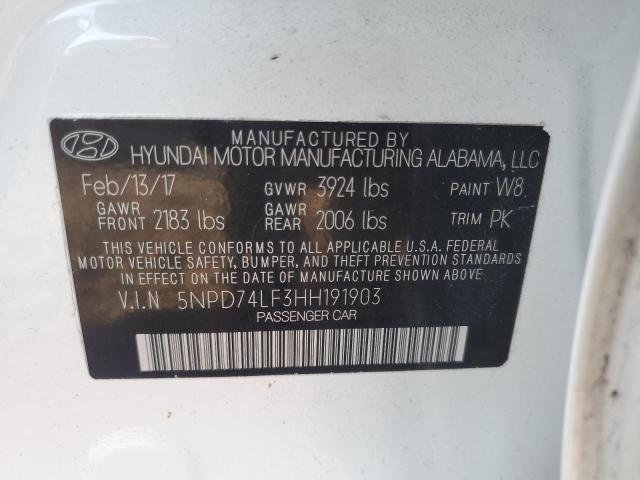 2017 HYUNDAI ELANTRA SE 5NPD74LF3HH191903