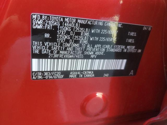 2016 TOYOTA RAV4 XLE 2T3RFREVXGW474655